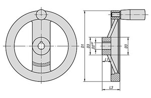 2-Speichenhandräder 
aus Aluminium, gerader Radkranz